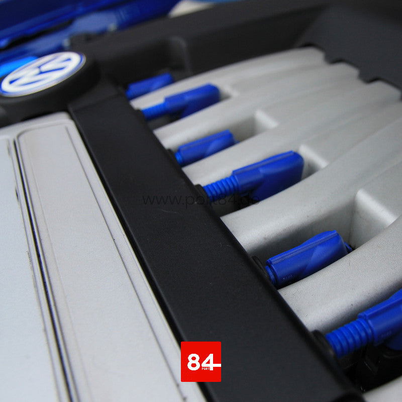 Zündspulen Cover + Wellrohr Blau für VW Golf R32 / VW Passat R36