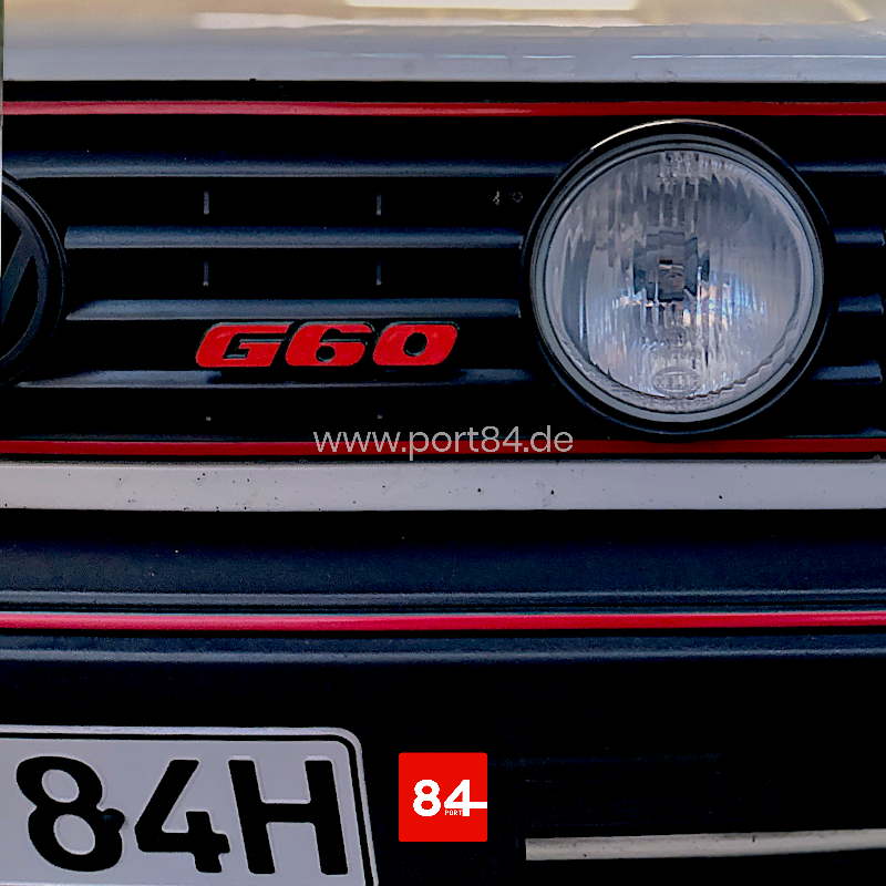 VW Golf 2 G60 Kühlergrill Emblem rot auf VW Golf 2 GTI PORT84