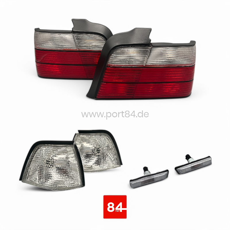 BMW E36 Coupe Cabrio Rückleuchten & Blinker Kit weiß Facelift