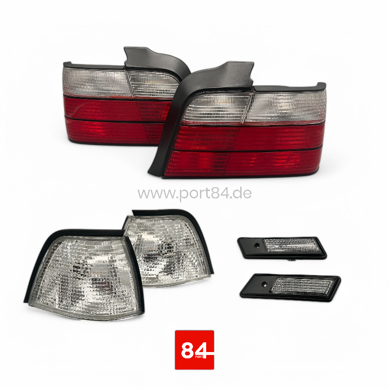 BMW E36 Limousine Rückleuchten & Blinker Kit weiß Vorfacelift