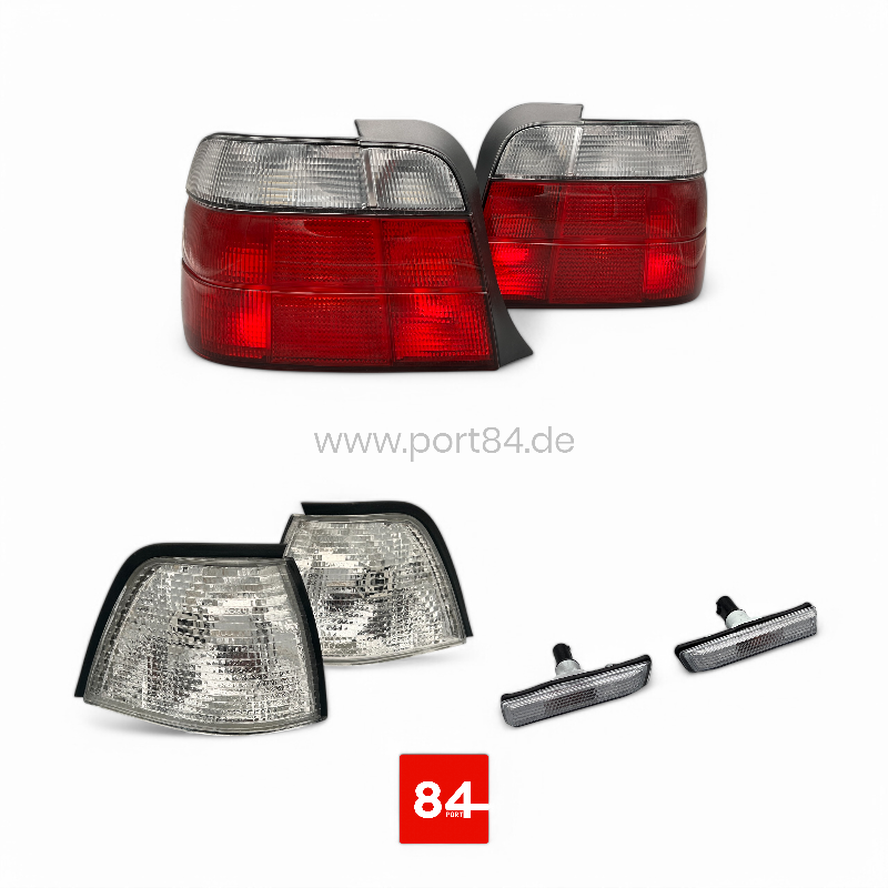 BMW E36 Compact Rückleuchten & Blinker Kit weiß Facelift