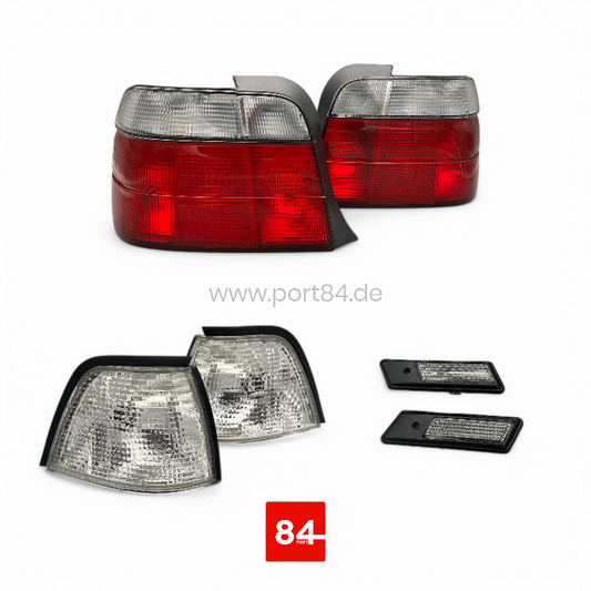 BMW E36 Compact Rückleuchten & Blinker Kit weiß Vorfacelift