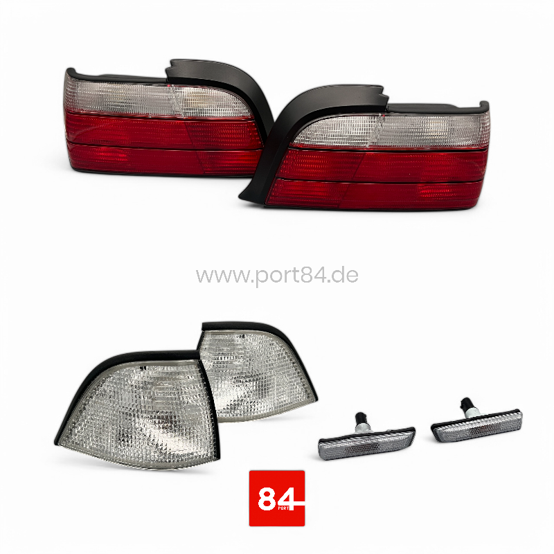 BMW E36 Coupe Cabrio Rückleuchten & Blinker Kit weiß Facelift