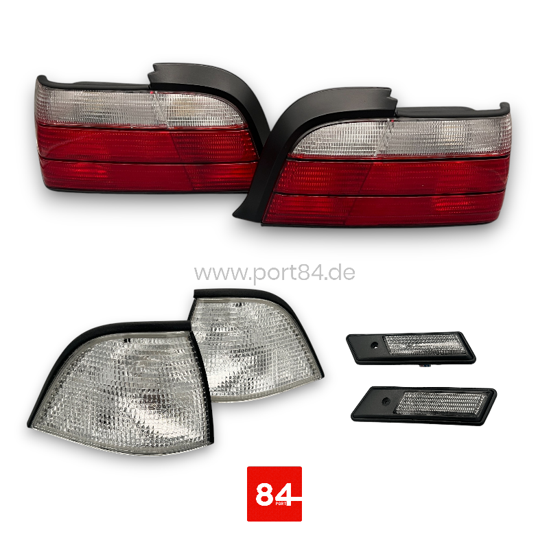 BMW E36 Coupe Cabrio Rückleuchten & Blinker Kit weiß Vorfacelift