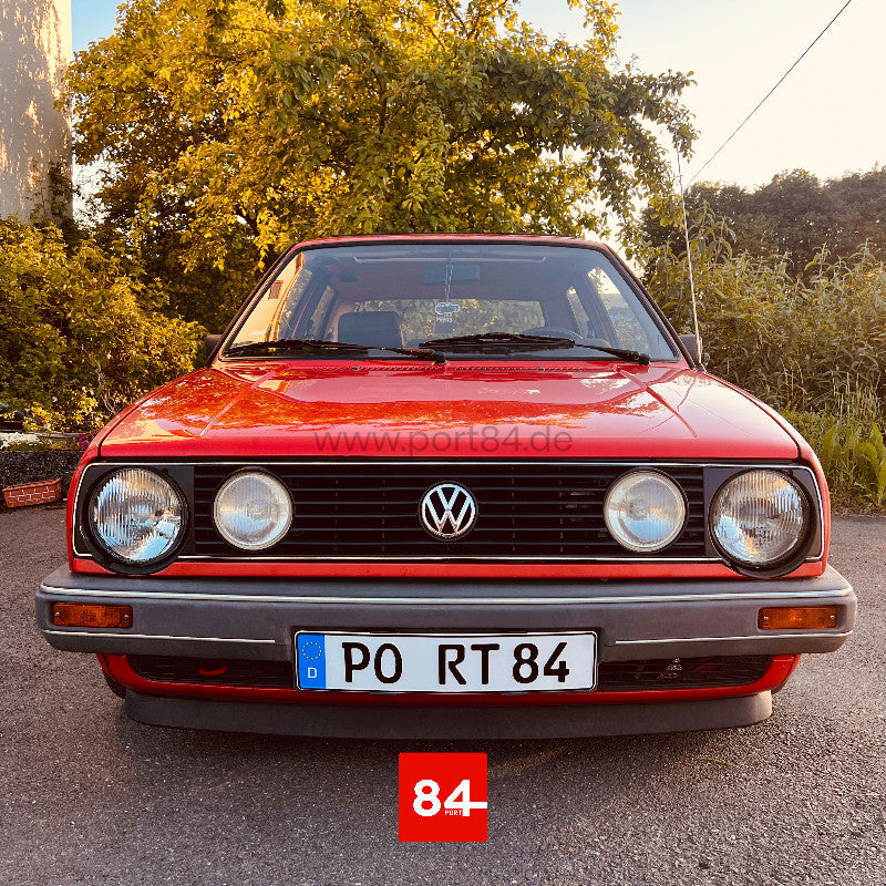 7-Rippen Kühlergrill mit Chromrand, passend für VW Golf 2 mit Doppelscheinwerfern