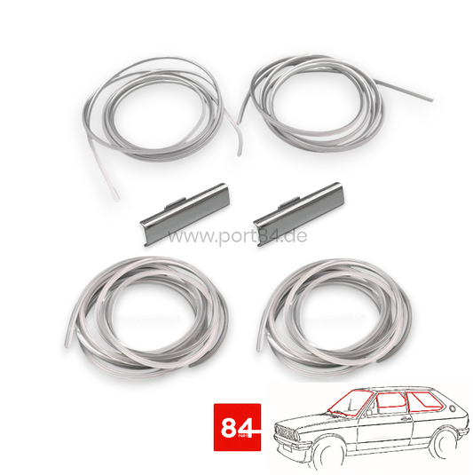 VW Polo 1 Typ 86 Chromkeder Kit Front-/ Heckscheibe Seitenscheiben