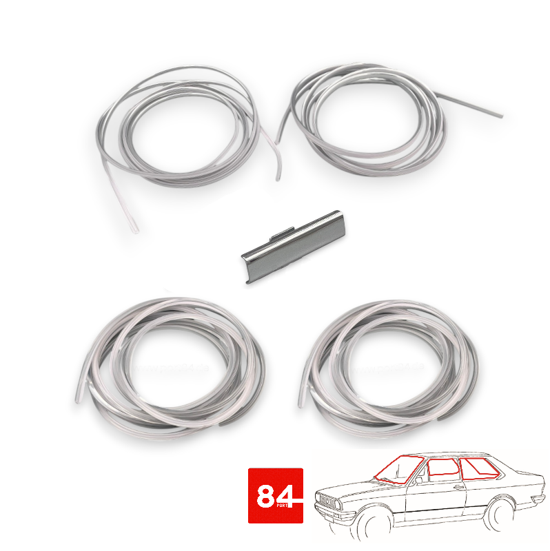 VW Derby Typ 86 Chromkeder Kit Front-/ Heckscheibe Seitenscheiben