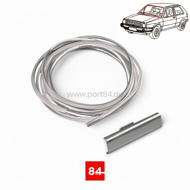 VW Golf 2 Typ 19E Chromkeder Frontscheibe + Verbinder