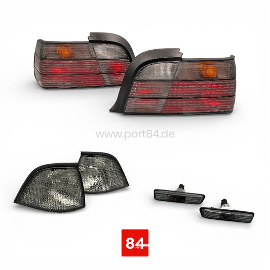 BMW E36 Coupe Cabrio Rückleuchten & Blinker Kit smoked Facelift