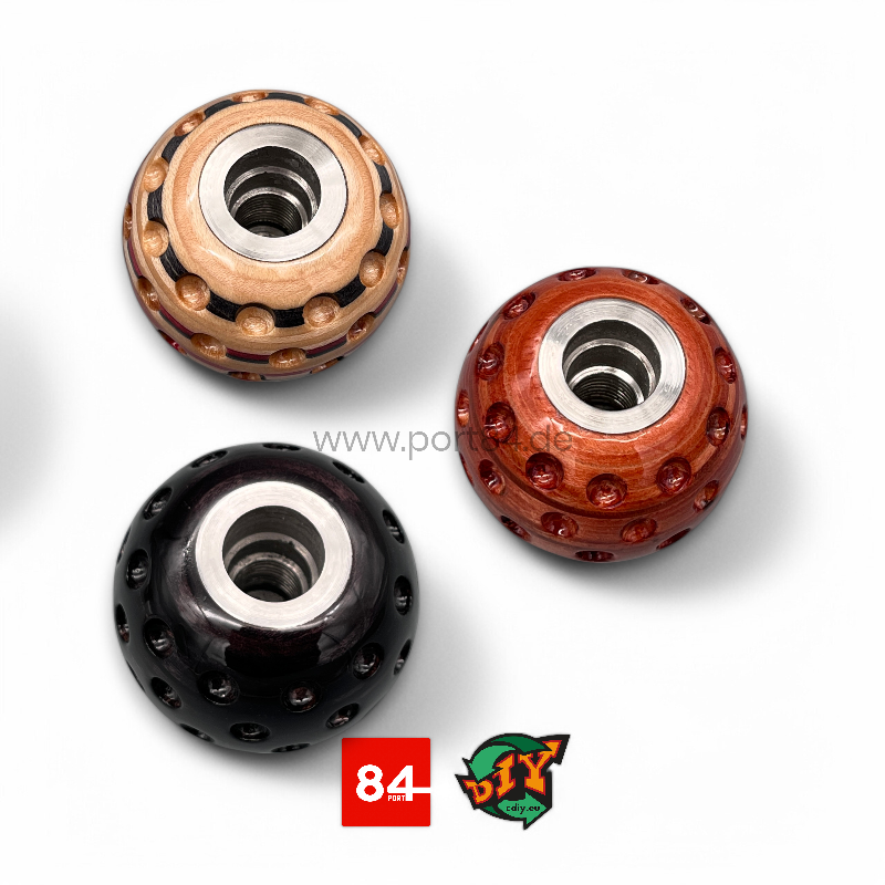 VW Golf & Jetta 1, Caddy 14D, Golf & Jetta 2 Echtholz Schnaltknauf Golfball Design CDIY.EU x PORT84