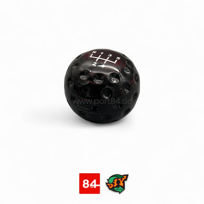 VW Golf / Jetta / Caddy 1, Golf 2 und Jetta 2 Echtholz Schnaltknauf Golfball Design Black-Red von CDIY.EU x PORT84