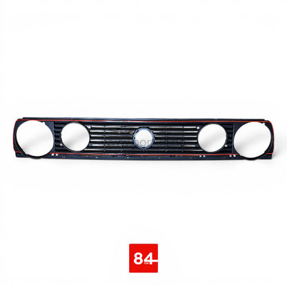 7-Rippen Kühlergrill mit rotem Rand, passend für VW Golf 2 mit Doppelscheinwerfern