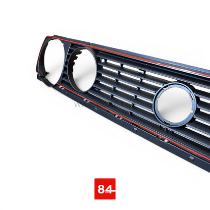 7-Rippen Kühlergrill mit rotem Rand, passend für VW Golf 2 mit Doppelscheinwerfern