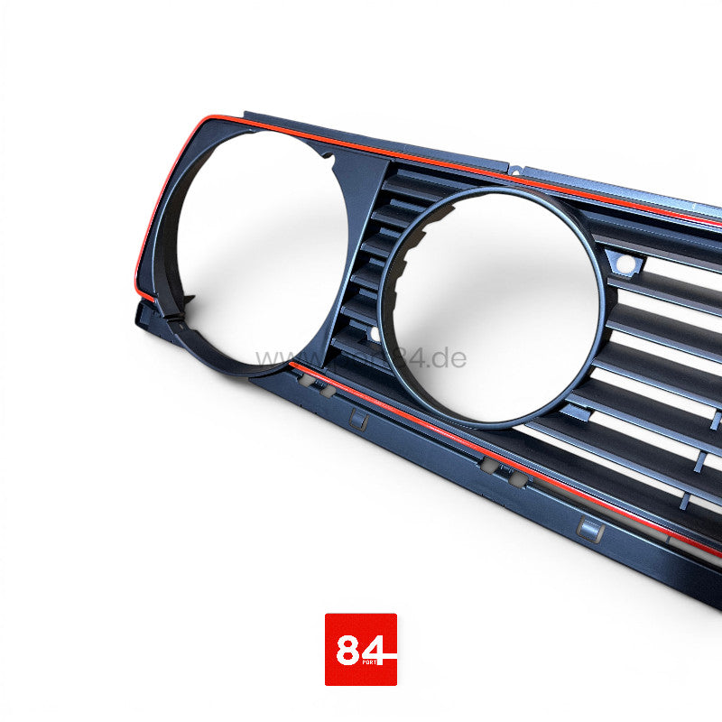 7-Rippen Kühlergrill mit rotem Rand, passend für VW Golf 2 mit Doppelscheinwerfern