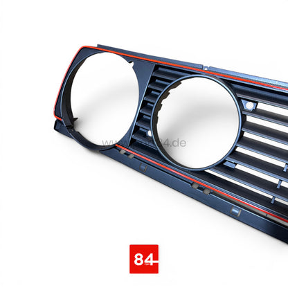 7-Rippen Kühlergrill mit rotem Rand, passend für VW Golf 2 mit Doppelscheinwerfern