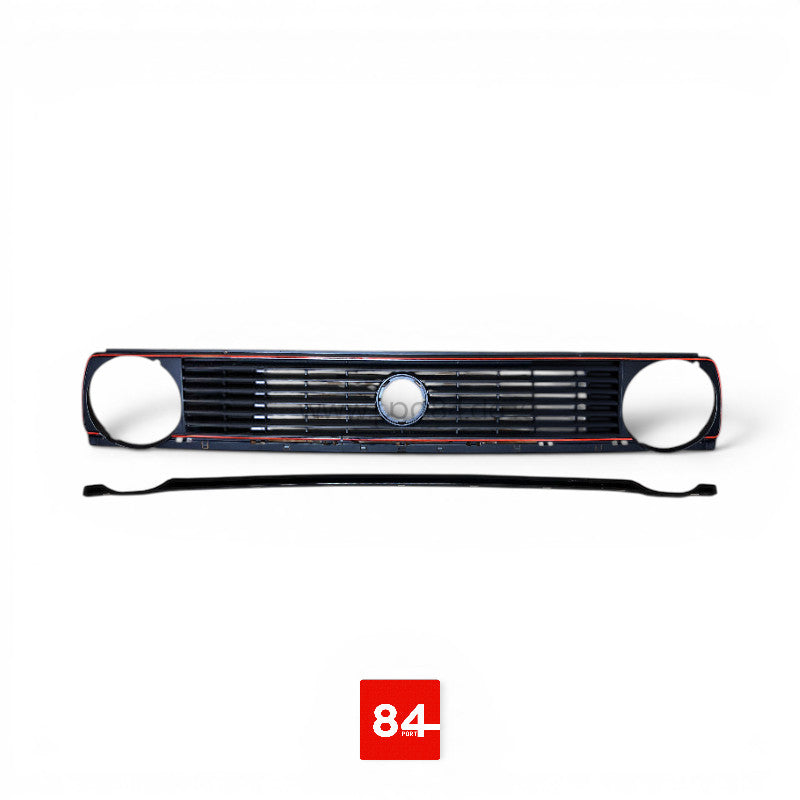7-Rippen Kühlergrill mit rotem Rand, passend für VW Golf 2