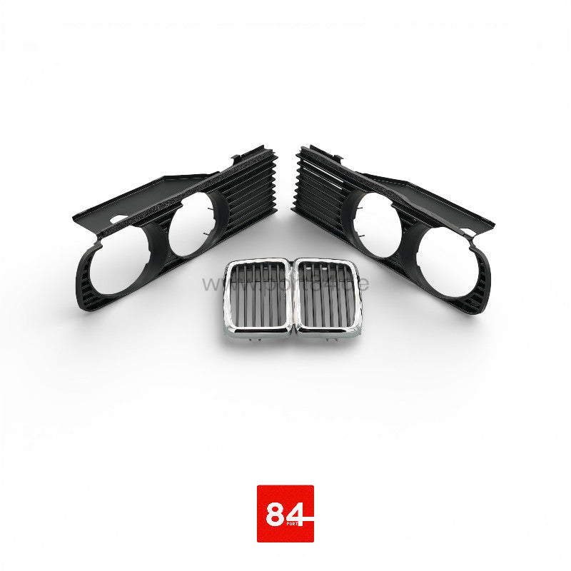 BMW E30 Niere chrom & Scheinwerfer Grill Satz
