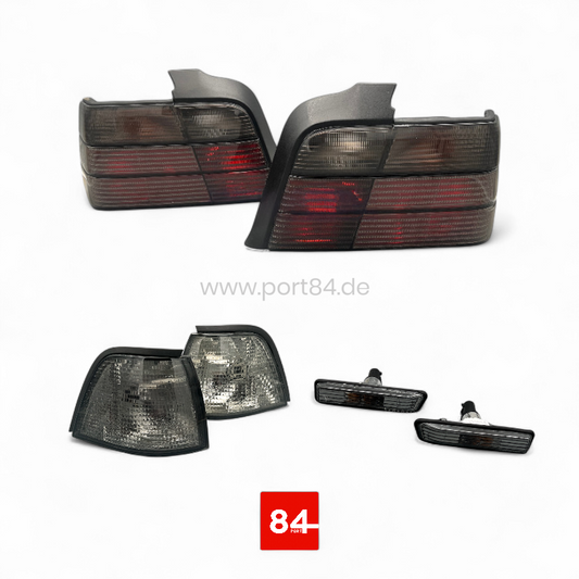 BMW E36 Limousine Rückleuchten & Blinker Kit smoked Facelift