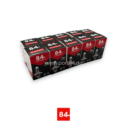 10er Pack PORT84 Halogen KFZ-Leuchtmittel Glühlampe H4 / P43T 12V 60/55W