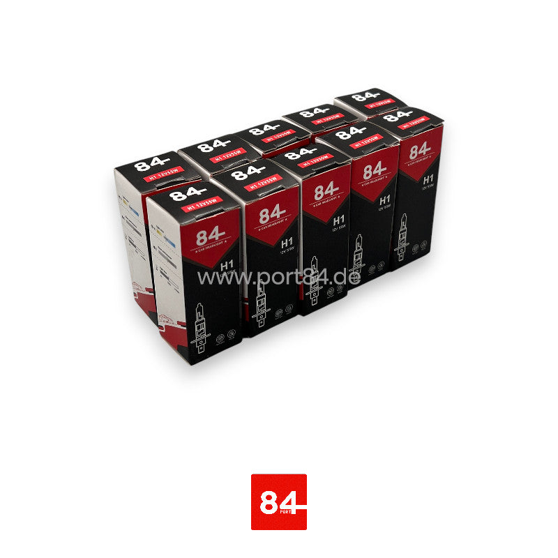10er Pack PORT84 Halogen KFZ-Leuchtmittel Glühlampe H1 / P14,5s 12V 55W