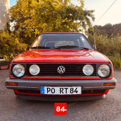 7-Rippen Kühlergrill mit Chromrand, passend für VW Golf 2 mit Doppelscheinwerfern